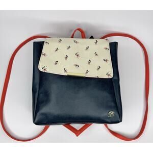 Disney Mickey Mouse Bioworld Navy Red Faux Leather Backpack NWT Vintage Print